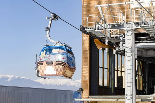 Kabinenbahnen Skigebiet Aus Gondelstation — Stockfoto