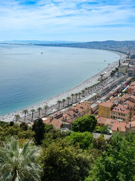 Panoramic Aerial View Public Beach Nice Summer Day France — Stock Photo, Image