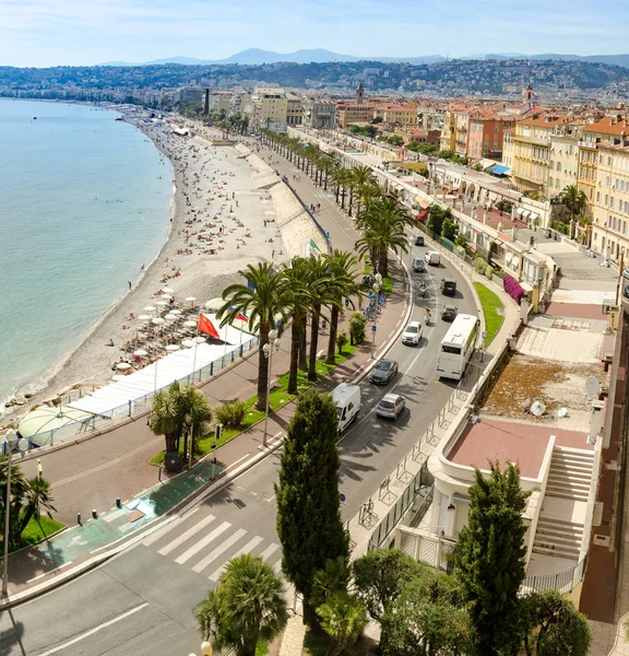 Panoramic Aerial View Public Beach Nice Summer Day France — Stock Photo, Image