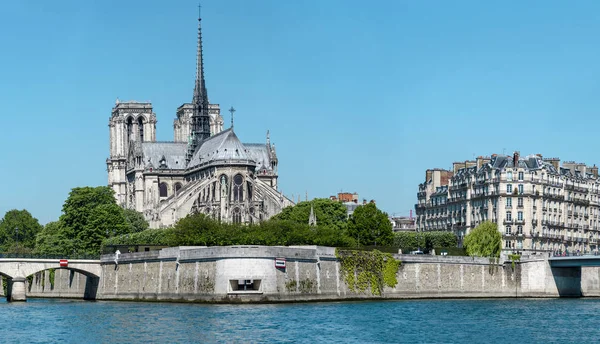 Szajna Notre Dame Paris Panorámája Párizs Franciaország — Stock Fotó