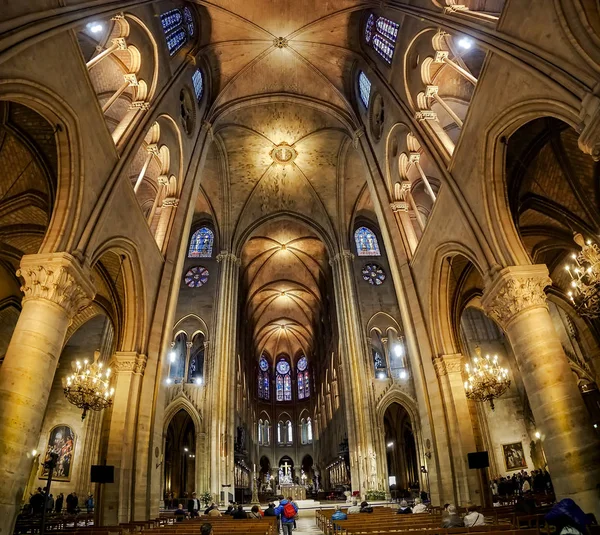 París Francia Circa Mayo 2017 Interior Catedral Notre Dame Con — Foto de Stock