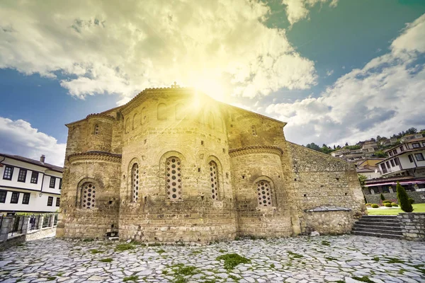 Außenansicht Der Byzantinischen Kirche Sofia Der Stadt Ohrid Mazedonien Gegen — Stockfoto