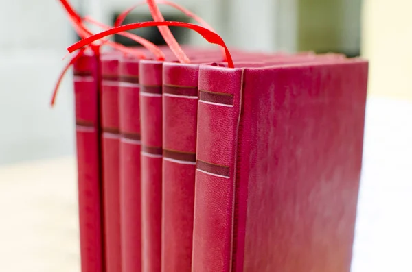 Stack Red Books Hard Covers — Stock Photo, Image