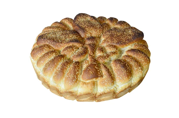 Pão Cerimonial Torta Maçã Caseira Isolada Fundo Branco — Fotografia de Stock