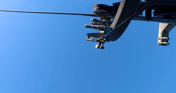Elevador Gôndola Teleférico Céu Azul Backgroud Este Sistema Ligação Aérea — Fotografia de Stock