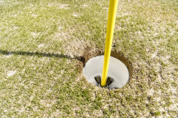 Flagstick Agujero Putting Green Campo Golf — Foto de Stock