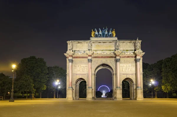 Illuminated Arc Triomphe Paris Nighttime — Stock Photo, Image