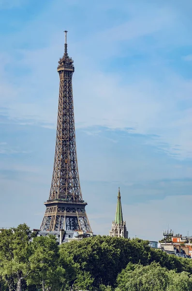 Párizs Eiffel Torony Tavaszi Idő Reggel — Stock Fotó