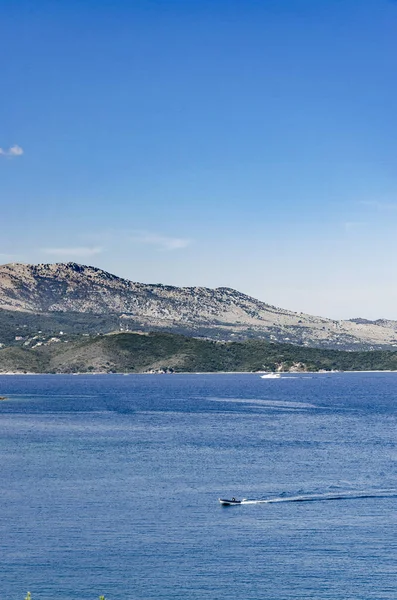 Middellandse Zee Eiland Corfu Eenzame Visserij Boot Varen — Stockfoto