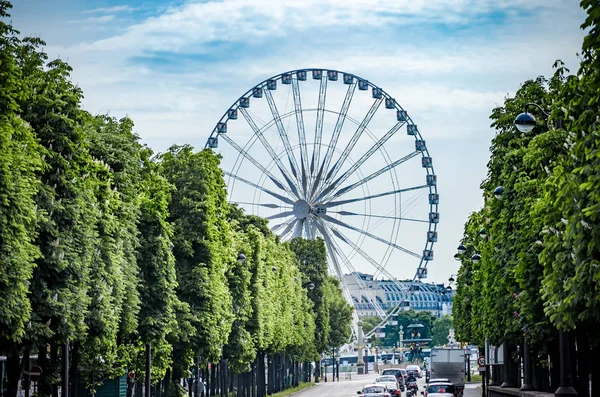 Roue Ferris Sur Place Concorde Circulation Sur Rue Paris France — Photo