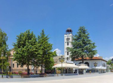 Skopje, Makedonya - yaklaşık Noe, 2016: Üsküp, Makedonya için Filip II kare panoramik manzaralı 