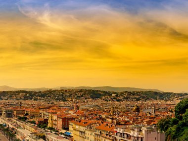 Nice şehir panoraması gün batımında