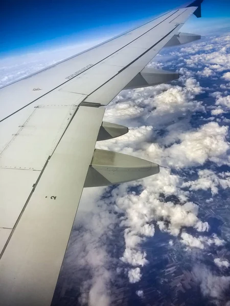 Nubes Cielo Visto Través Ventana Avión — Foto de Stock