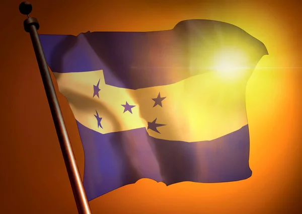 Sventolando Bandiera Honduras Sullo Sfondo Del Tramonto — Foto Stock