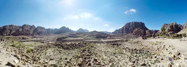 Panorama Pustyni Wadi Rum Znana Również Jako Dolina Księżyca Dolina — Zdjęcie stockowe