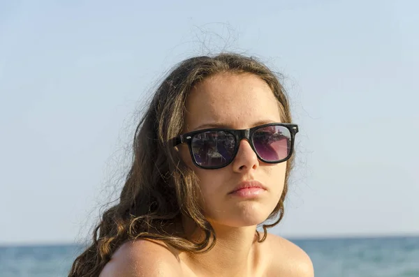 Closeup Portrait Charming Young Woman Looking Ahead Daydreaming Something Nice — Stock Photo, Image