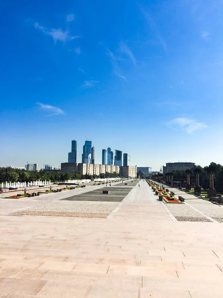 Moscú Rusia Agosto 2016 Panorama Del Parque Victoria Moscú Durante — Foto de Stock