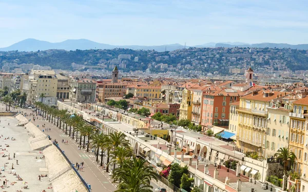 Panoramic Aerial View Public Beach Nice Summer Day France — Stock Photo, Image