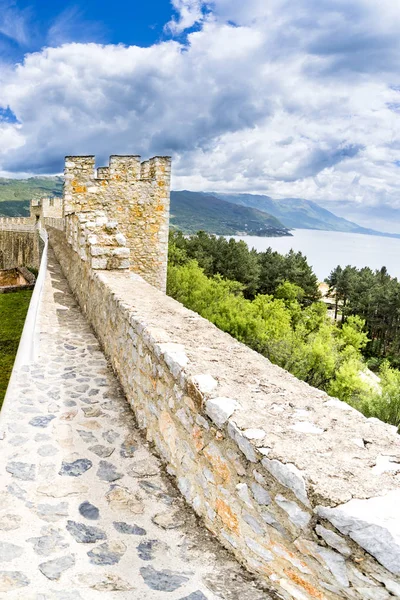 Velhas Ruínas Fortaleza Czar Samuel Ohrid Belo Dia Verão República — Fotografia de Stock