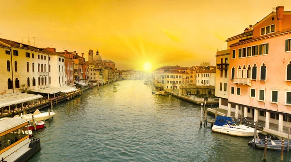 Tramonto Sul Canal Grande Con Gondole Venezia — Foto Stock