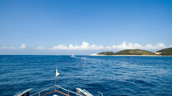 Traumhafter Blick Vom Segelboot Auf Den Kokkinos Vrachos Strand Mit — Stockfoto