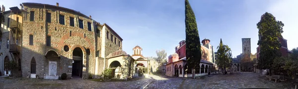 Vista Interna Monastery Monte Holy Athos Chalkidiki Greece — Fotografia de Stock