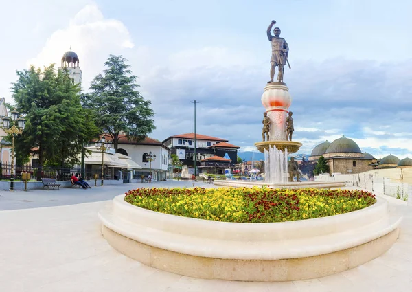 Skopje Makedonien Circa Maj 2016 Staty Filip Far Till Alexander — Stockfoto