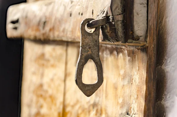 Vieille Porte Bois Avec Serrure Métallique — Photo