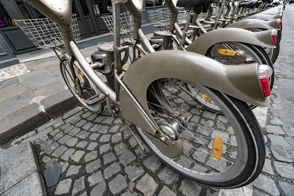 Aparcamiento Bicicletas Alquiler Las Calles París — Foto de Stock