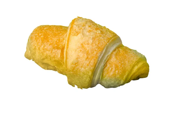 Enda Smör Croissant Isolerad Vit Urklippsbana Ingår — Stockfoto