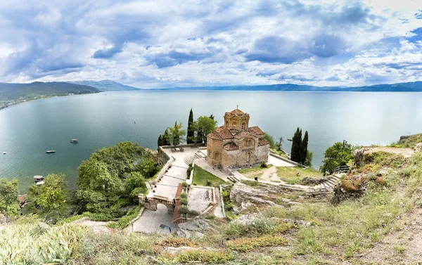 Panorama Van Saint John Kaneo Ohrid Macedonië — Stockfoto