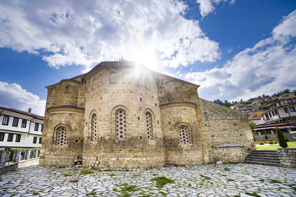 马其顿奥赫里德的圣索非亚教堂景观 — 图库照片