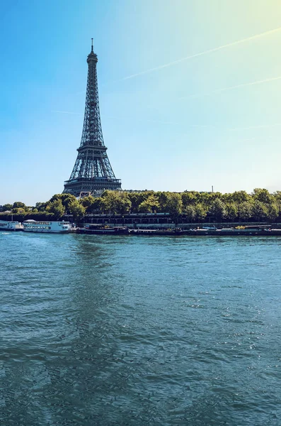 Panoramisch Uitzicht Van Parijs Met Eiffeltoren Brug Rivier Seine — Stockfoto