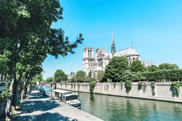 Sena Notre Dame Paris Dos Símbolos Mais Famosos Paris — Fotografia de Stock