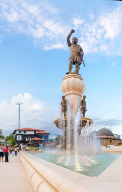 Skopje, Makedonya - Mayıs, 2016 yaklaşık: heykel Filip II, Alexander Great anıt babası