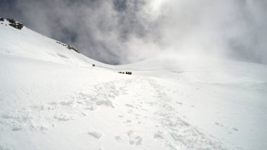 Mont Blanc, Fransa - 10 Temmuz, 2016: dağcıların dağ Fransız Alpleri'nde git