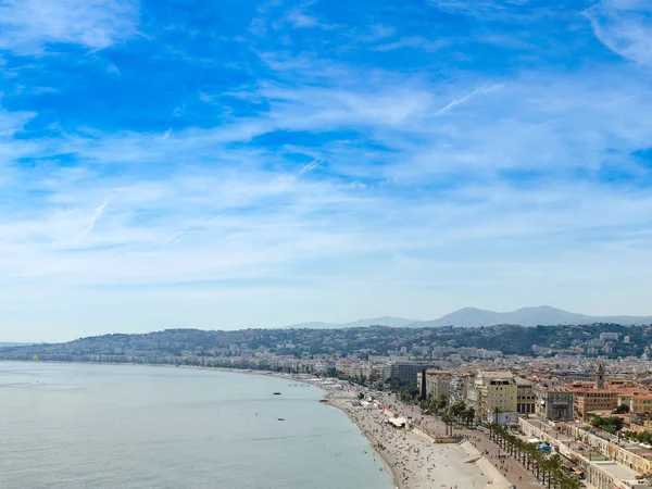 Panoramic Aerial View Public Beach Nice Summer Day France — Stock Photo, Image