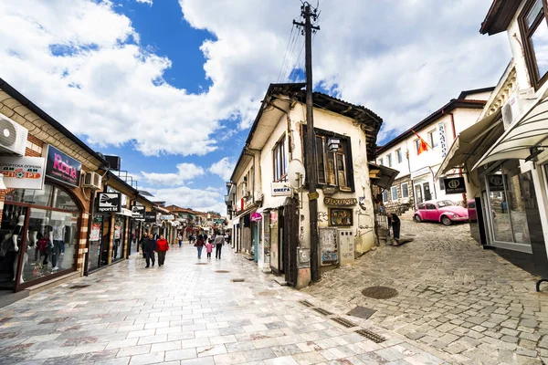 Ohrid Macedonia Circa Giu 2017 Gente Passeggia Sul Lungolago Vicino — Foto Stock