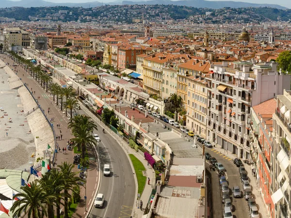 Hava Panoramik Nice Halk Plajı Yaz Gün Fransa — Stok fotoğraf