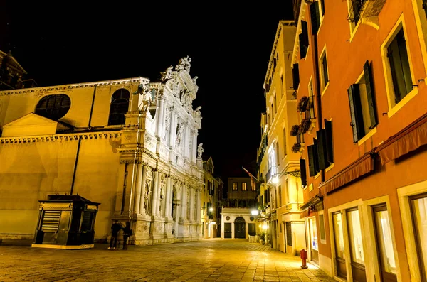 Night Scene Street Church Santa Maria Del Giglio Facade Venice — Stock Photo, Image