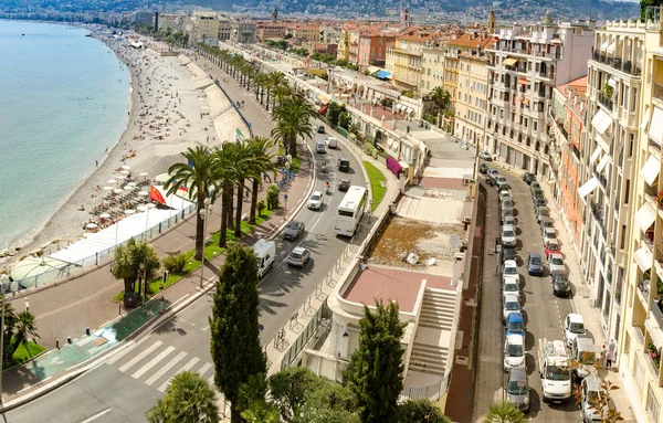 Hava Panoramik Nice Halk Plajı Yaz Gün Fransa — Stok fotoğraf