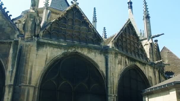 Fachada Iglesia Medieval Eglise Saint Severin París — Vídeos de Stock