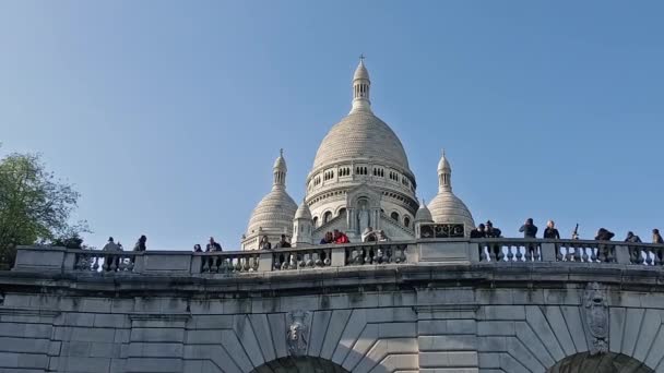 Sacre Coeur Basilica Summer Day Large Medieval Cathedral Basilica Sacred — Stock Video