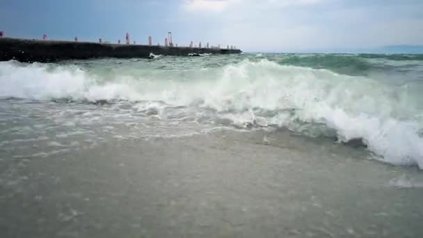 Masse Vagues Tempête Paysage Marin Magique Bonjour Sur Côte Beau — Video