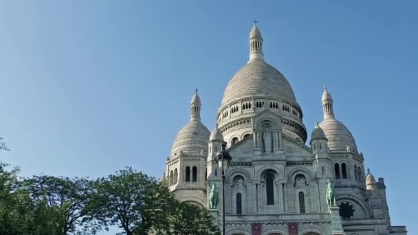 Basilica Sacre Coeur Párizsban Montmartre Ban — Stock videók