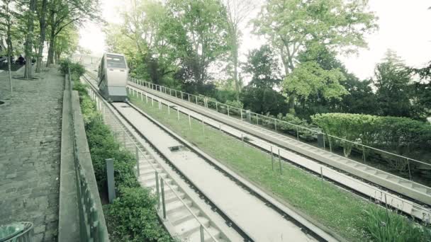 Standseilbahn Auf Die Basilika Sacre Coeur Montmartre Paris Zeitlupe — Stockvideo