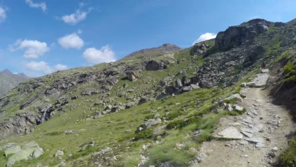 Panorama Del Parco Gran Paradiso Italia Camino Refugio Vittorio Sella — Vídeo de stock