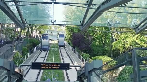 Teleférico Funicular Montmartre París Movimiento Lento — Vídeo de stock