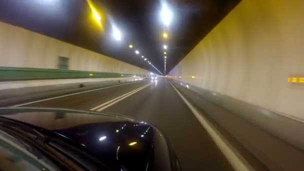 Mont Blanc Tunel Itálii Auto Drivin Pov Dálnici Chodby Jedním — Stock video