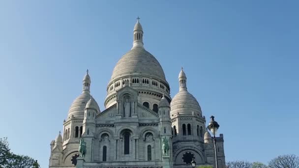 Fasada Zewnętrzna Bazyliki Sacre Coeur Montmartre Paryż Francja Widok Kinematografii — Wideo stockowe